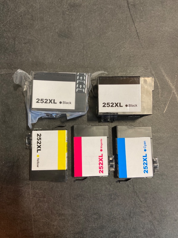 Photo 2 of 252XL Ink Cartridge Replacement for Epson 252XL 252 XL T252XL Combo Pack to use for Epson Workforce WF-7110 WF-7720 WF-7710 WF-3620 WF-3640 Printer(2 Black, 1 Cyan, 1 Magenta, 1 Yellow) 5 Pack