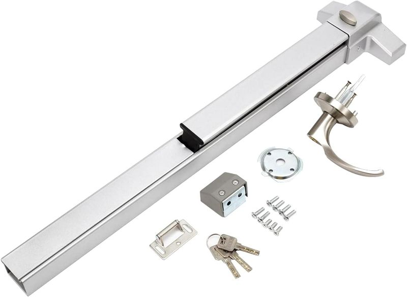 Photo 1 of PARTOL Panic Bars for Exit Door Push Bar Panic Exit Device Commercial Door Push Bar Door Locks with Exterior Lever Stainless Steel Emergency Exit Door Handle Door Hardware for 28-41" Wood Metal Door