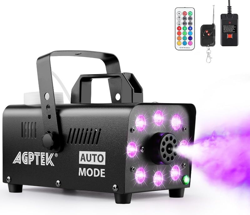 Photo 1 of Agptek  Machine, Fog Machine with 13 Colorful LED Lights Effect, 500W and 2000CFM Fog with 1 Wired Receiver and 2 Wireless Remote Controls, Perfect for Wedding, Halloween, Party and Stage Effect