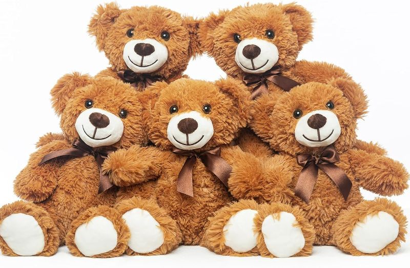 Photo 1 of 5 Pack Teddy Bears Bulk Teddy Bear Stuffed Animal Baby Shower Bear Plush Gifts for Christmas Valentine;s Day Mother's Day for Kids or Adults (5 Dark Brown)