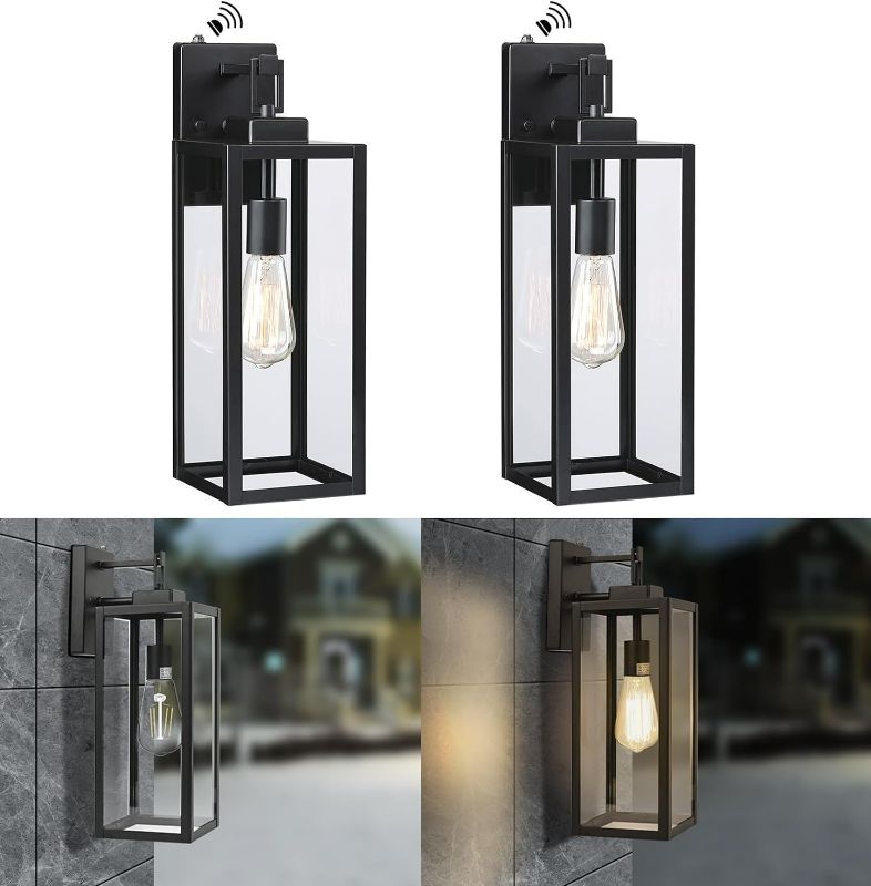 Photo 1 of Large Size Wall Lights Outdoor Dusk to Dawn, 18 Inch Outdoor Wall Lantern, 2 Pack Wall Mount Light, Exterior Wall Sconce Light Fixture for Porch Patio, Sensor Outdoor Lighting with E26 Socket