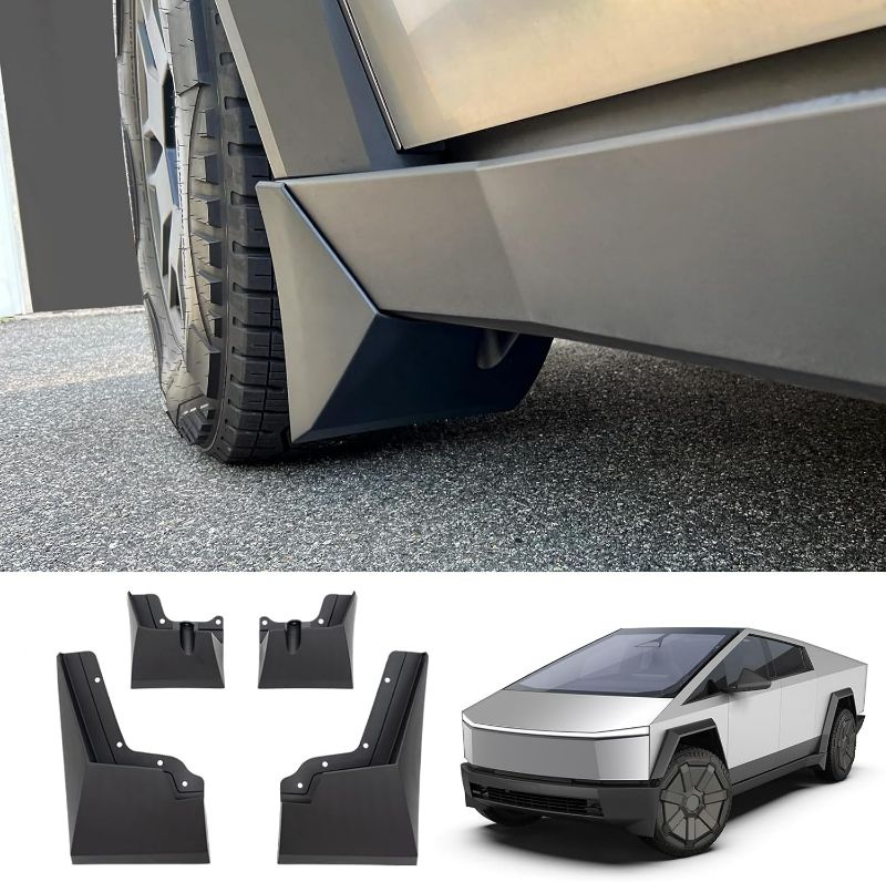 Photo 1 of Mud Flaps Compatible with 2023 2024+ Tesla Cybertruck Splash Guards Fender No Drilling ABS Mud Guards Protection for 2023 Cybertruck Accessories 4pcs.