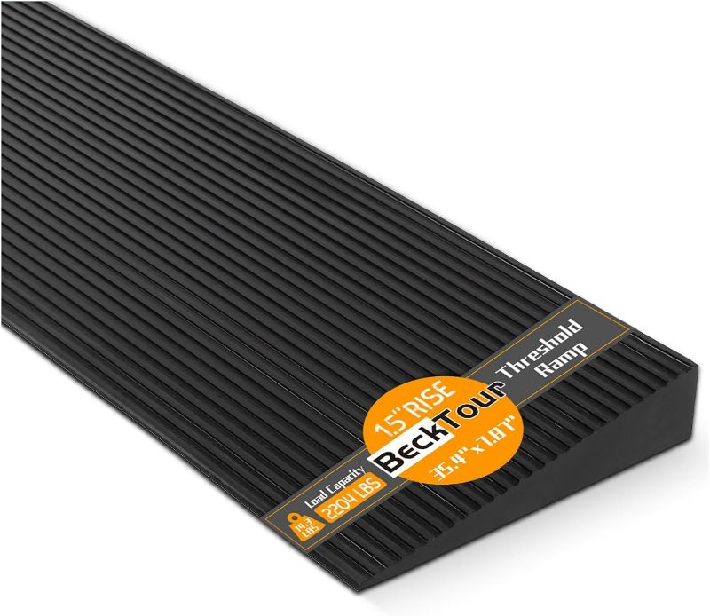 Photo 1 of 1.5'' Rise Threshold Ramp for Doorways, 2204 LBS Capacity Rubber Threshold Ramp, Non-Slip Driveway Curb Ramps Handicap Ramp for Wheelchair Scooter Stroller, Cuttable & Adjustable Size
