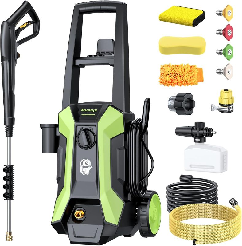 Photo 1 of Electric Pressure Washer, 2600PSI Max 2.0 GPM Power Washer with 4 Nozzles, Foam Cannon & Spray Gun, IPX5 High Pressure Washer with 23FT Hose & 16.5FT Power Cord, for Floor/Cars/Fences/Patios