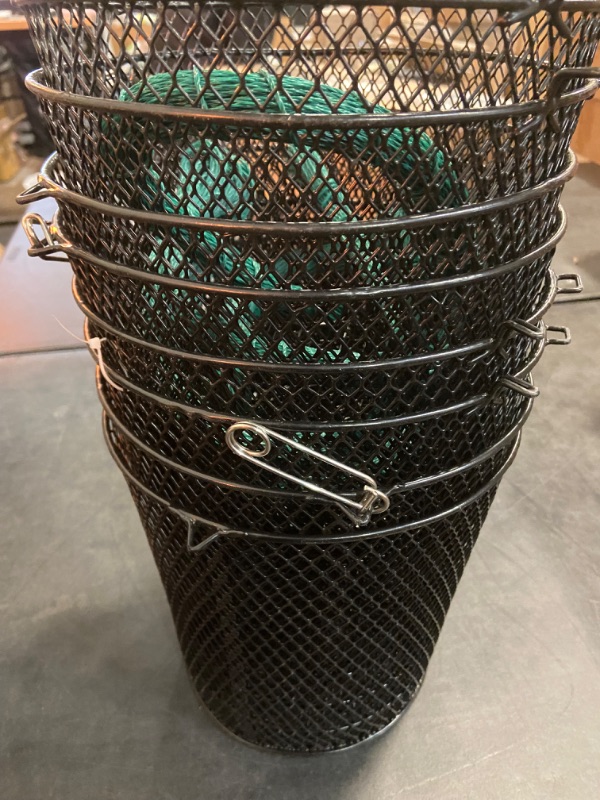 Photo 2 of 4 Set Minnow Trap Crawfish Trap with Closure Spring Clip and 4 Pcs Hand Ropes Fishing Trap for Crayfish Crawdad Lobster Crab Bait Metal Net Cage Crawfishing