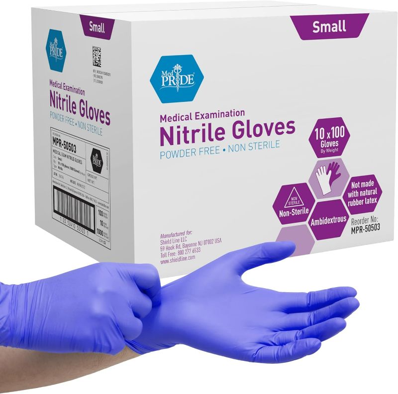 Photo 1 of MedPride Powder-Free Nitrile Exam Gloves, Small, Case/1000 (100 Count (Pack of 10))