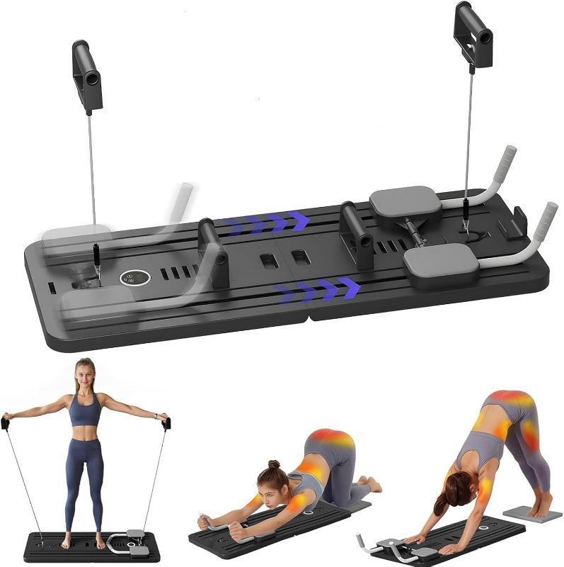 Photo 1 of Pilates Board, Pilates Reformer Set, Multi-Purpose Foldable Pilates Reformer Board for Home, 5 in1 Pilates Sliding Board, Pilates Equipment with Timer (Black)