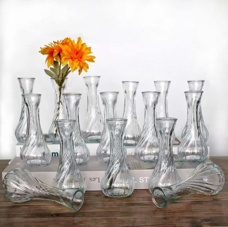 Photo 1 of Glass  Vases in Bulk Set of 16, Small Glass Vases for Flowers? Mini Clear Bud Vases for Centerpieces Vintage Vases for Wedding Home Table Decorations