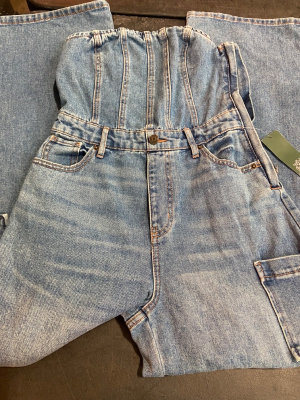 Photo 2 of  XS Wild Fable Womens Tube Cargo Denim Jumpsuit 