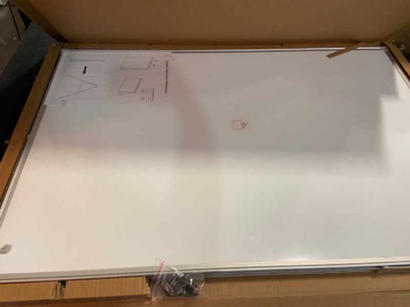 Photo 2 of JILoffice Dry Erase Board, Magnetic White Board 36 X 24 Inch, Double Sided Whiteboard Easel, Silver Aluminum Frame with Two Flipchart Hooks for Office Home and School