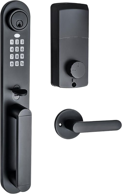 Photo 1 of Digital Door Lock with Keypad Set,Smart Door Lock with Keypads,Electronic Deadbolt Keypad with Door Handle Lock Set for Front Door,Electronic Door Lock with Passcode and Key,Matte Black