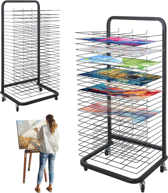 Photo 1 of 25 Removable Shelves, Art Drying Rack for Classroom,Art Storage Rack,Drying Rack Art,Art Canvas Storage,Art Rack,Painting Drying Rack,Mobile, Sturdy Metal,Sizes 32.22 x 14.6 x 17.3 inch