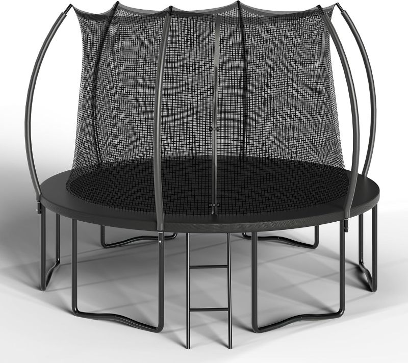 Photo 1 of Trampoline 12FT 14FT Trampoline Enclosure Net Outdoor Jump Trampoline for Kids and Adults Round Trampoline ASTM Approved 400/450LBS Weight Capacity