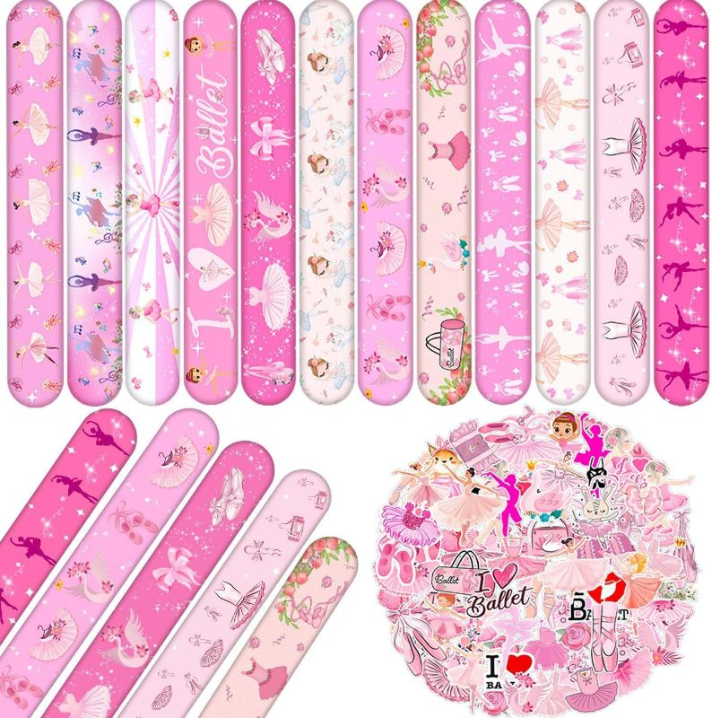 Photo 1 of Ballerina Party Favors, 24 Pcs Pink Ballerina Slap Bracelets 50 Pcs Ballerina Stickers Ballerina Birthday Party Decorations Princess Party Supplies for Ballet Dancing Theme Party