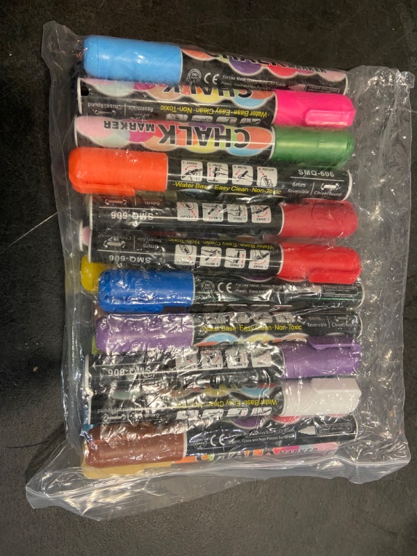 Photo 2 of 6mm Liquid Chalk Markers (12 Pens) w/ 32 Large Chalkboard Labels, Window Markers, Wet Erase For Nonporous Surfaces, Long Lasting, 2 In 1 Tip & Splinter Free Cap