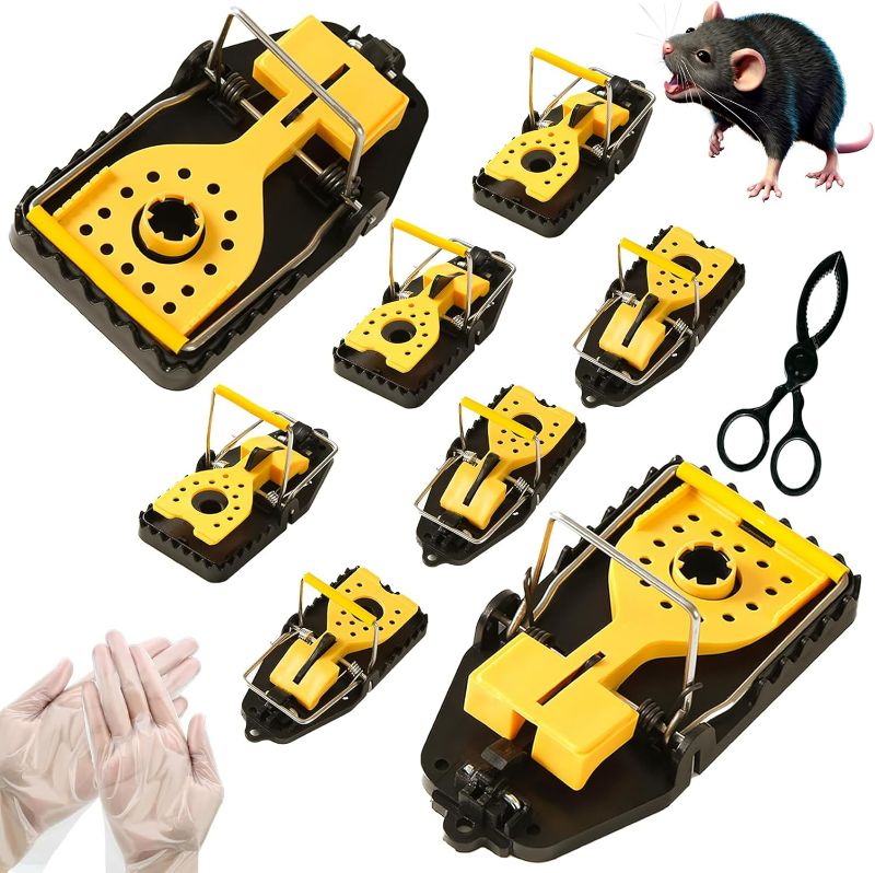 Photo 1 of Mouse Traps Indoor for Home - Rat Trap Quick Effectively Best Mouse Trap [2024 Update] mousetraps Used Indoor & Outdoor Reusable Mouse Traps snap Traps for mice Traps Used Basement/attic 8set(2L+6S)