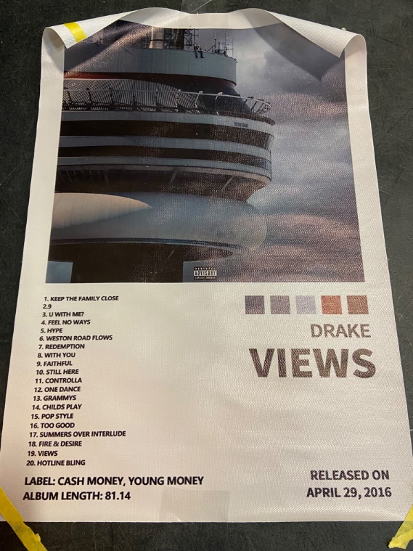 Photo 1 of tortnate Drake Poster Views Album Cover Canvas Posters Cool Wall Decor Art Print Posters for Room Aesthetic Unframe:12x18inch(30x45cm)