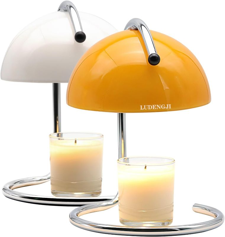 Photo 1 of Modern Metal Candle Warmer lamp, Compatible with Yankee Candle Large Jar, with Timer Warmer Candle Lamp, Suitable for Melting and Heating Jam Candles in Small and Large Jars (Orange)