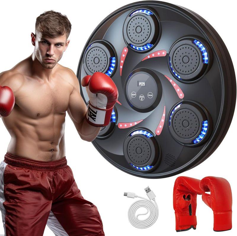 Photo 1 of Music Boxing Machine with Boxing Gloves, Gift for Kids, Led Smart Bluetooth Boxing Machine Wall Mounted for Parent-Child Interaction & Family Entertainment, Boxing Equipment for Training at Home