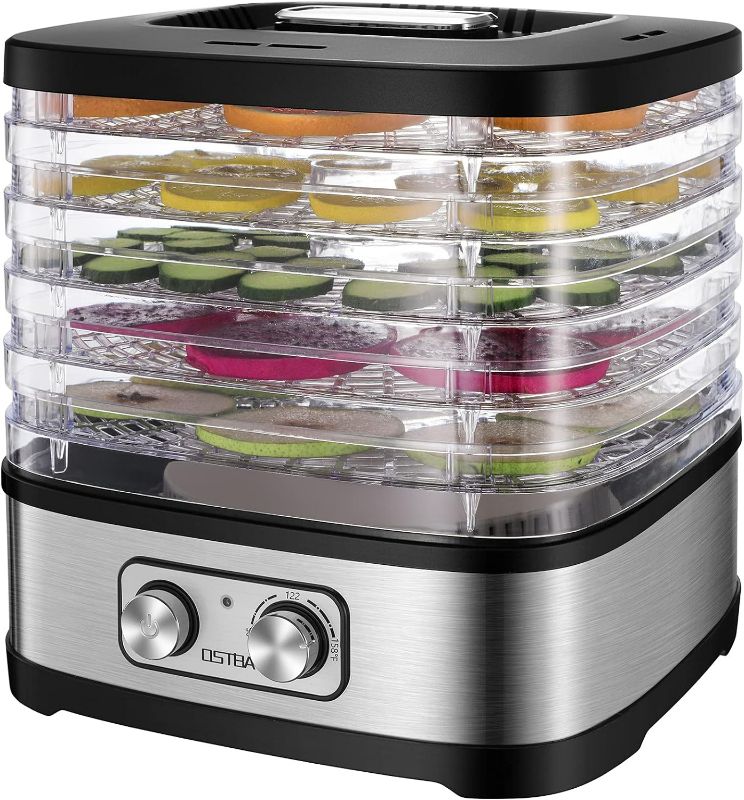 Photo 1 of OSTBA Food Dehydrator, Dehydrator for Food and Jerky, Fruits, Herbs, Veggies, Temperature Control Electric Food Dryer Machine, 5 BPA-Free Trays Dishwasher Safe, 240W, Recipe Book Included