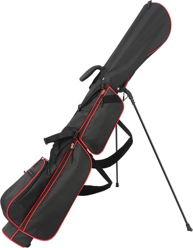 Photo 1 of Golf Stand Bag, Lightweight Sunday Golf Bag with Rain Cover and Shoulder Strap, Portable Pitch n Putt Golf Bag, Golf Bags for Men & Womens (2 Way-red)