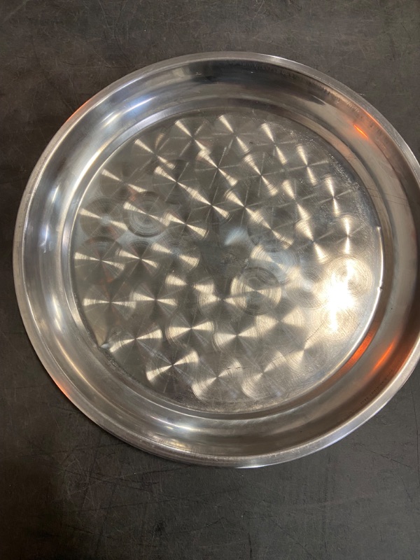 Photo 2 of Winco Round Tray with Swirl Pattern, 16-Inch, Stainless Steel