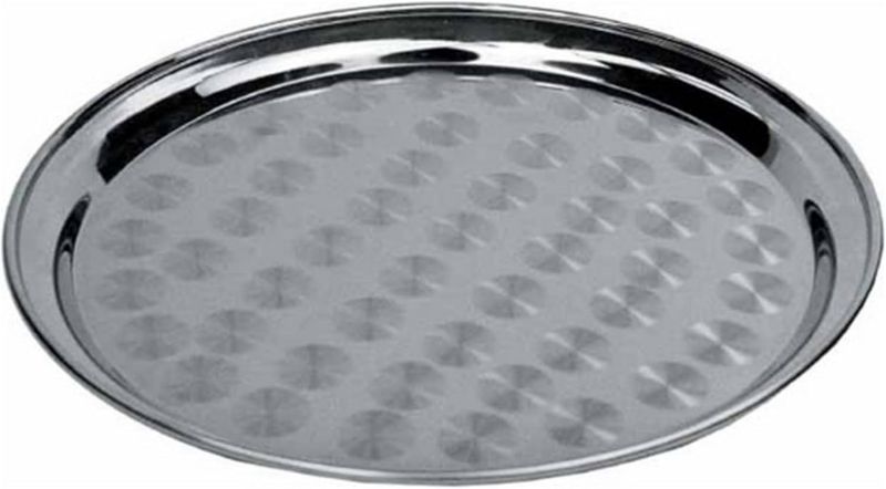 Photo 1 of Winco Round Tray with Swirl Pattern, 16-Inch, Stainless Steel