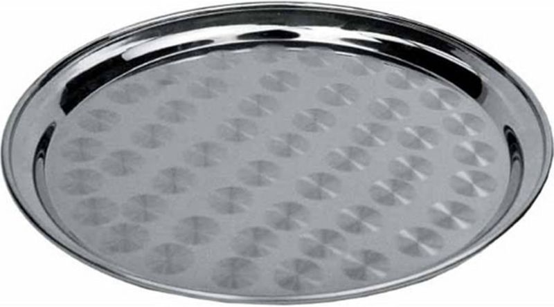 Photo 1 of Winco Round Tray with Swirl Pattern, 14-Inch, Stainless Steel