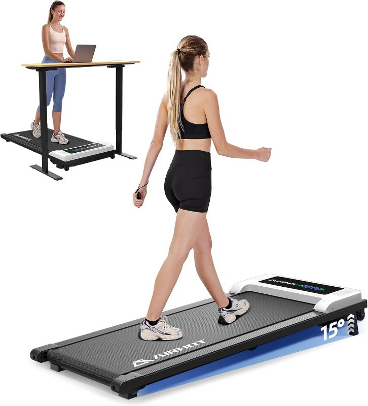 Photo 1 of Walking Pad Treadmill, 2.5HP Under Desk Treadmill with Remote Control & LED Display, Quiet Desk Treadmill for Compact Space, Portable Treadmill for Home Office Use