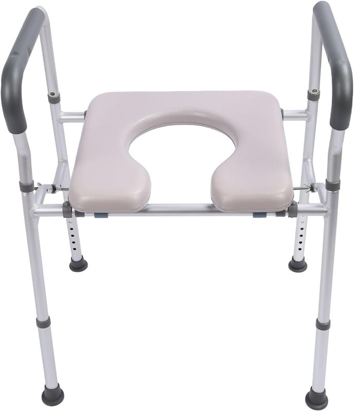 Photo 1 of Aluminium Alloy Handicap Toilet Seat Riser, Adjustable Armrests, Slip Resistant, Sturdy, Simple Installation, with Adjustable Height and Support for Pregnant Women and The Elderly