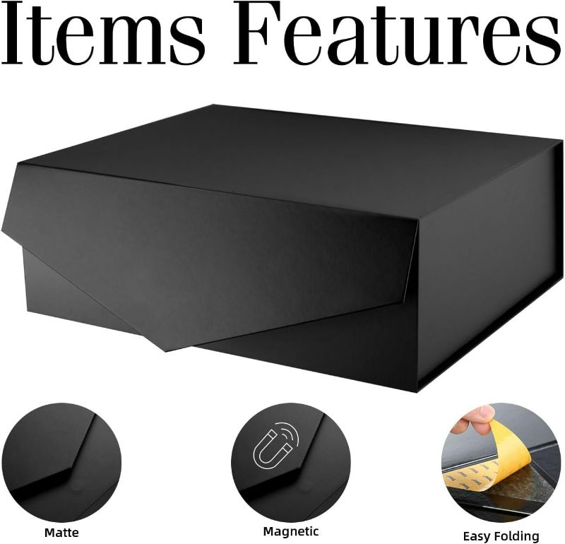 Photo 1 of BLK&WH Extra Large Gift Box with Lid 19.2x15.8x7 Inches, Black Gift Box for Clothes and Large Gifts (Matte Black)