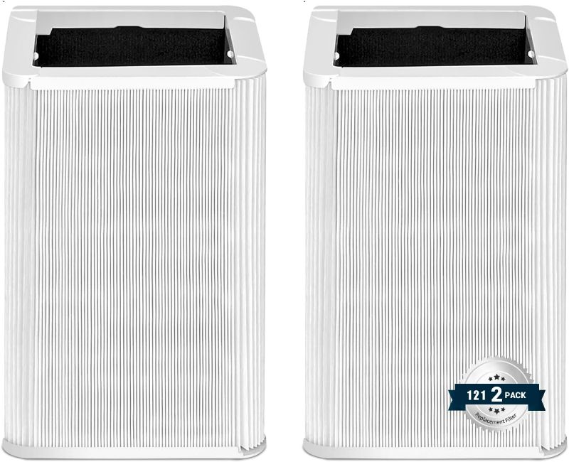 Photo 1 of 121 Replacement Filter Compatible with Blueair 121 Air Purifier, True H13/ Carbon Prefilter Cotton Combo Filters - 2PACK