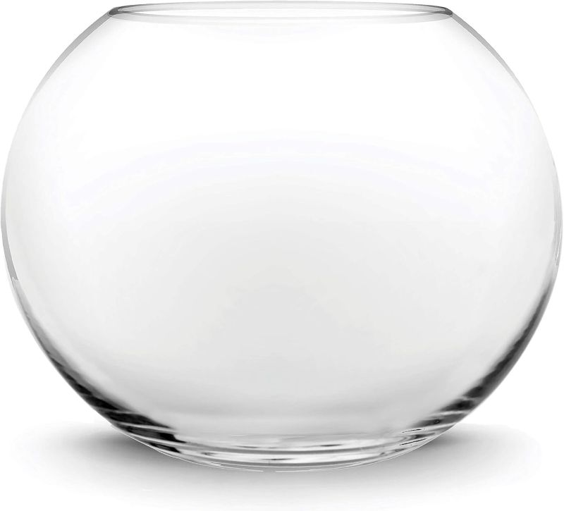 Photo 1 of CYS EXCEL Large Glass Bubble Bowl (H-12" W-13", Approx. 5.5 Gal.) | Multiple Size Choices Fish Bowl Vase | Glass Round Bowl Terrarium | Globe Flower Vase Centerpiece