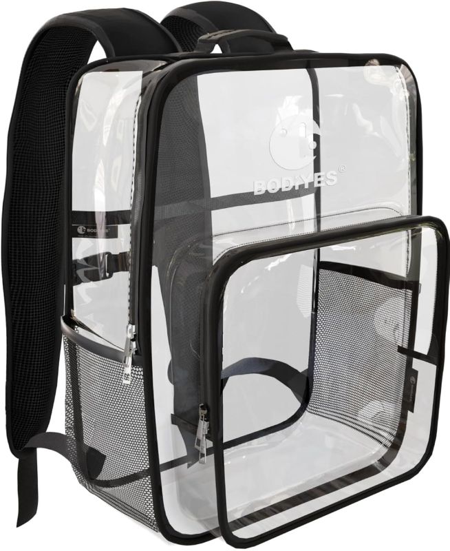 Photo 1 of 14" Clear Backpack - 15L Reinforced Heavy-Duty Large Clear Bag for Stadium Events, Ergonomic Clear Bookbag with Chest Strap for Security Checks (14" Black)