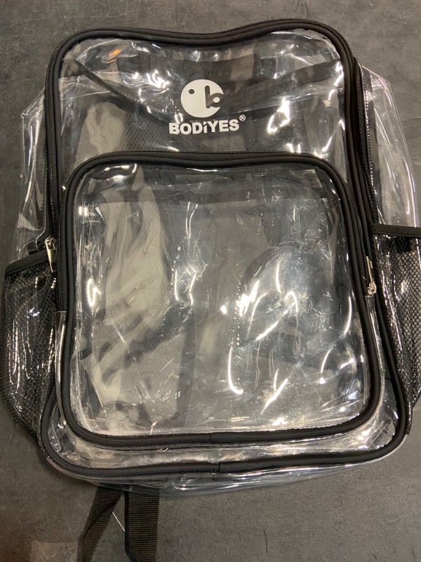 Photo 2 of 14" Clear Backpack - 15L Reinforced Heavy-Duty Large Clear Bag for Stadium Events, Ergonomic Clear Bookbag with Chest Strap for Security Checks (14" Black)