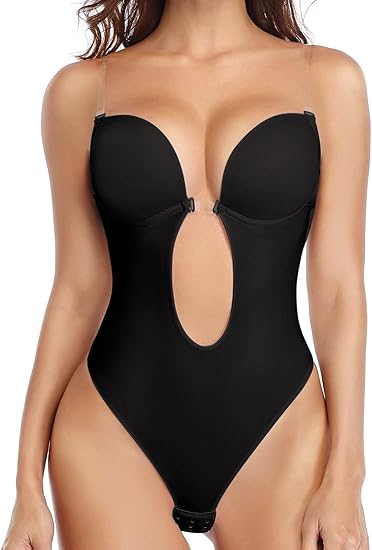 Photo 1 of M JOYSHAPER Women Plunging Deep V-Neck Strapless Backless Bodysuit Seamless Thong Full Body Shapewear for Wedding Party