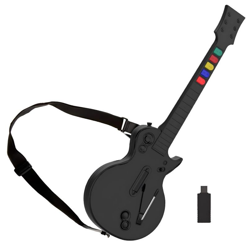 Photo 1 of Guitar Hero Controller for PC and PS3, Wireless Guitar for Guitar Hero 3/4/5 and Rock Band 1/2 Games, Guitar Hero Guitar with strap (5 Keys/Black)