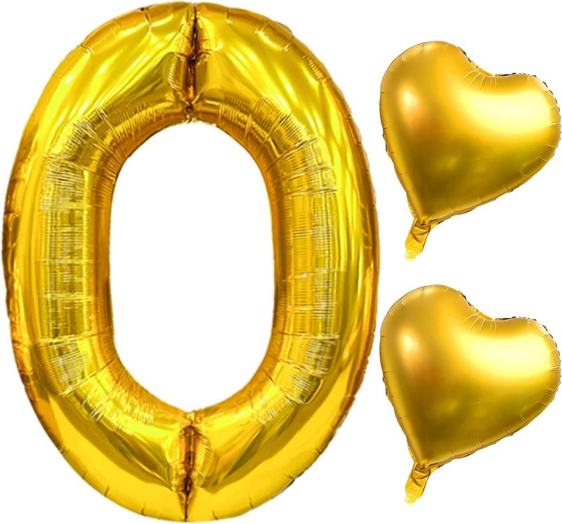 Photo 1 of Letter Balloons 40 inch Big Extra Large Foil Giant Jumbo Helium Mylar Aluminum Alphabet Balloon with Straw for Birthday Party Decorations (Gold O)