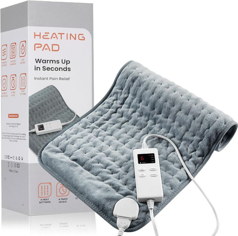 Photo 1 of Heating Pad for Back Pain Relief & Cramps, KOT Heating Pads with Auto Shut Off Large, 6 Heat Settings Electric Heated Pad, Gifts for Women, Gifts for Men, 12" x 24"