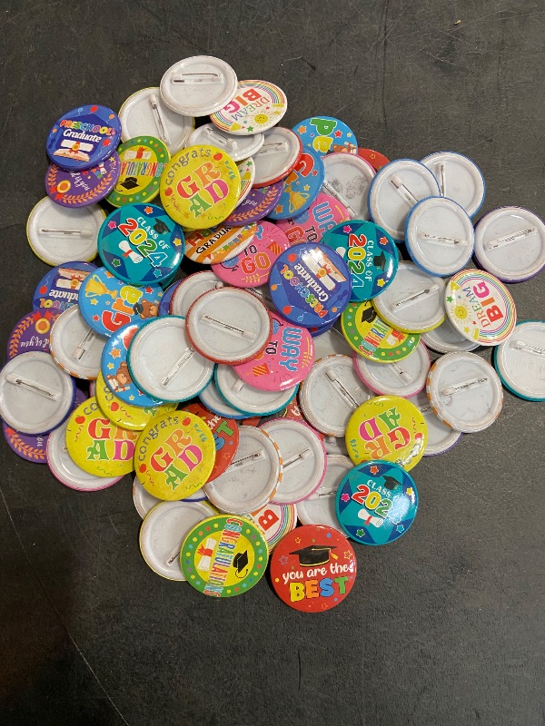 Photo 2 of 40Pcs 100 Days of School Button Pins Bulk Happy 100th Day Round Badges Pinback for Student School Kindergarten Classroom Rewards Gift Party Favors Supplies Cloth Bag Hat Accessories Decor