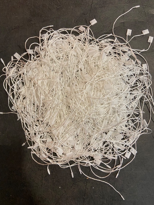 Photo 1 of MECCANIXITY Cotton Hang Tag String Snap Lock Pins Loop Price Tag Fastener Plastic Tags Ties White 7.8 Inch Pack of 200