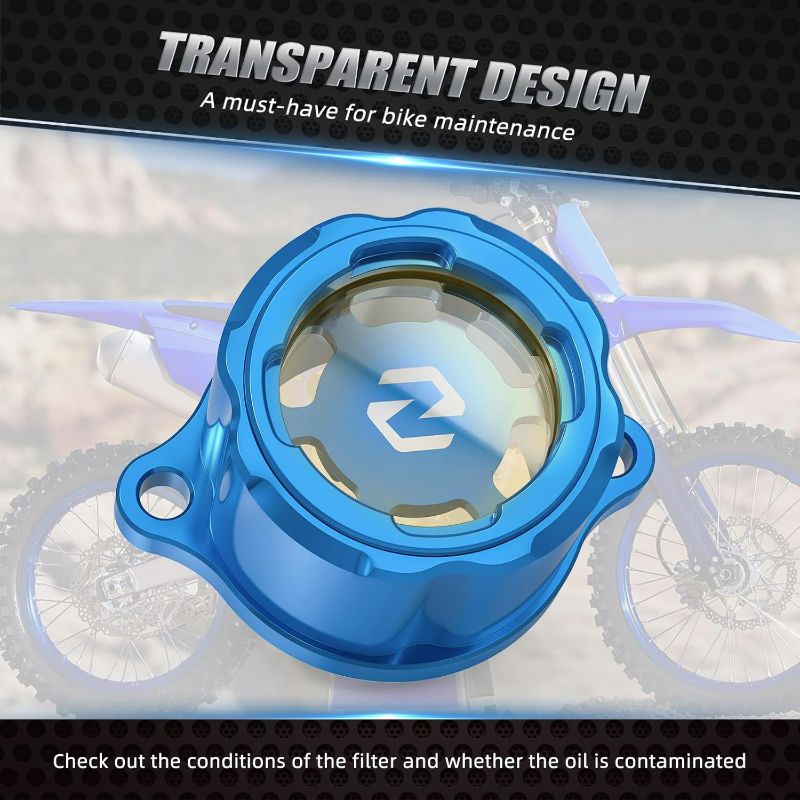 Photo 1 of Blue Engine Oil filtrar Cap Cover BHR-13447-00-00 Compatible with Yamaha YZ450F 2023-2024 YZ450FX 2024 WR450F 2024,See fitment