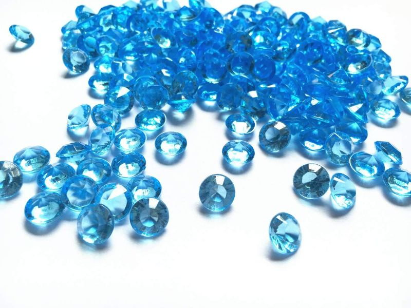 Photo 1 of 10mm Acrylic Color Faux Round Diamond Crystals Treasure Gems for Table Scatters, Vase Fillers, Event, Wedding, Arts & Crafts (1000 pcs Light Blue)