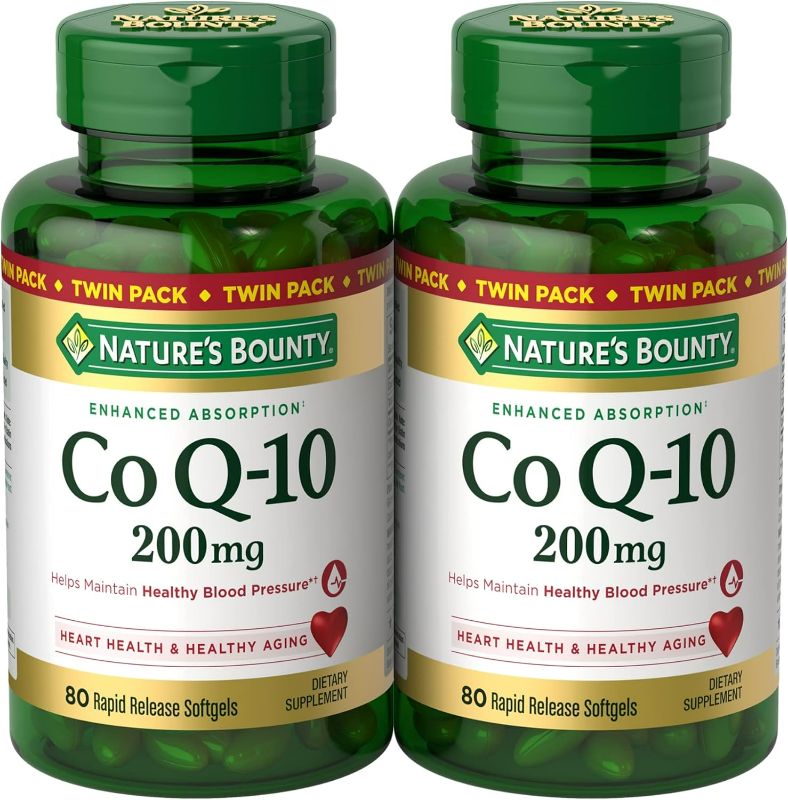 Photo 1 of Nature's Bounty CoQ10 200 mg Softgels, Heart Health & Cellular Energy Support, Twin Pack, 160 Rapid Release Softgels (Bottles are damaged)