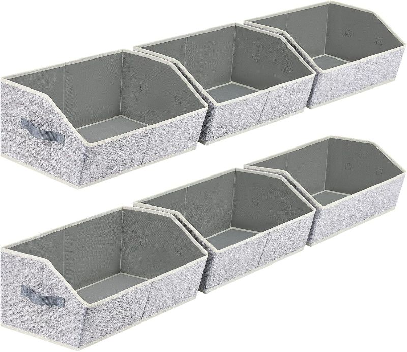 Photo 1 of Closet Organizers Bins 6 Packs - Large Closet Shelf Organizer with Handles, Fabric Trapezoid Storage Bins for Bins and Baskets for Shelves. Light Grey