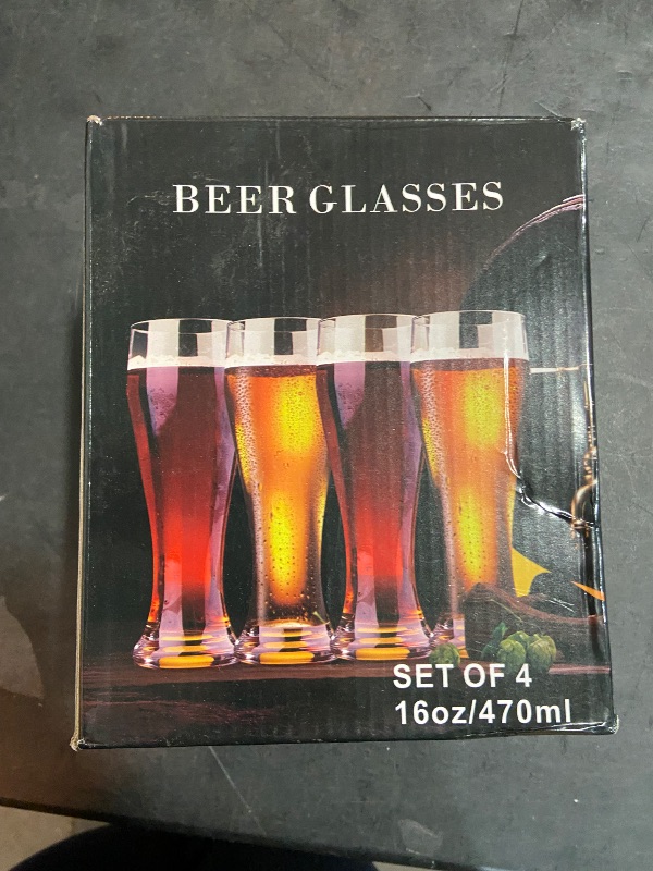 Photo 2 of Missing one PARACITY Beer Glasses 16 oz, Pint Glasses Set of 4, Pilsner Beer Glasses, Wheat Beer Glasses, Glasses Drinking Set, Glassware Gift for Men