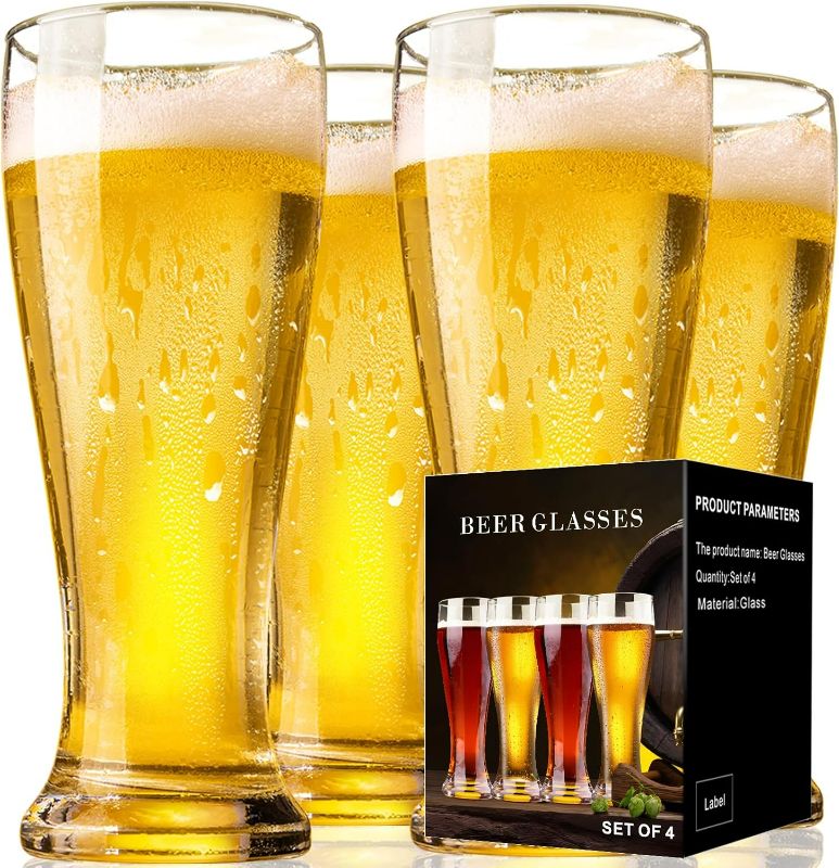 Photo 1 of Missing one PARACITY Beer Glasses 16 oz, Pint Glasses Set of 4, Pilsner Beer Glasses, Wheat Beer Glasses, Glasses Drinking Set, Glassware Gift for Men