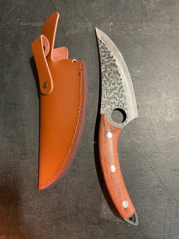 Photo 1 of Huusk Viking Knives Hand Forged Boning Knife Full Tang Japanese Chef Knife with Sheath Butcher Meat Cleaver Japan Kitchen Knife for Home, Outdoor, Camping Thanksgiving Christmas Gift