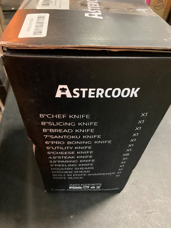 Photo 3 of Astercook Knife Set, 21 Pieces Kitchen Knife Set with Built-in Sharpener, German Stainless Steel Knife Block Set