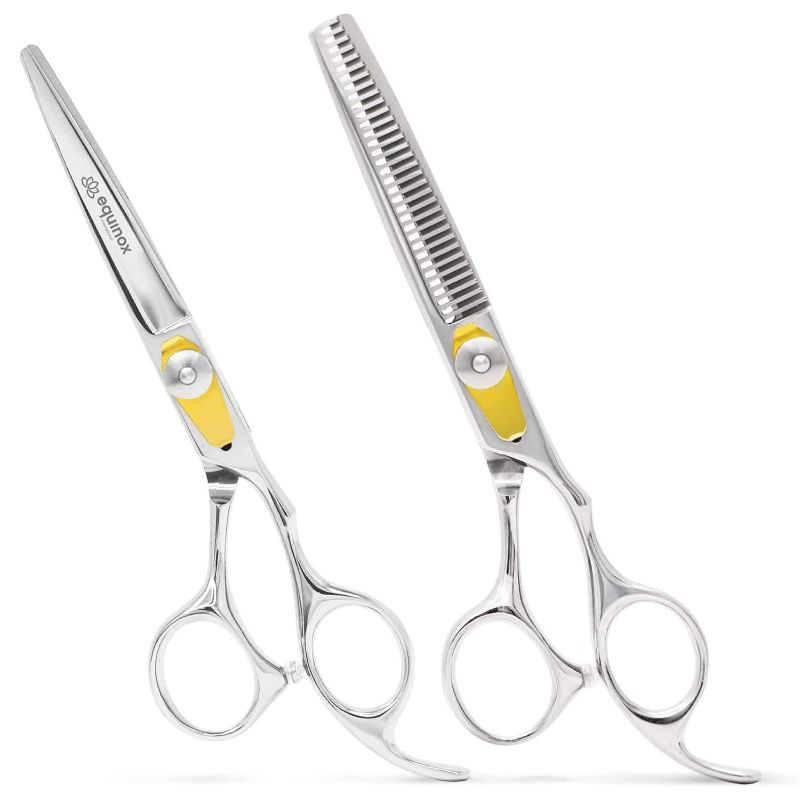 Photo 1 of Equinox Professional Hair Scissors Set - Includes Barber Scissors & Thinning Shears for Hair Cutting & Grooming, Premium Japanese Stainless Steel Hair Cutting Scissors, Barber Accessories & Hair Tools